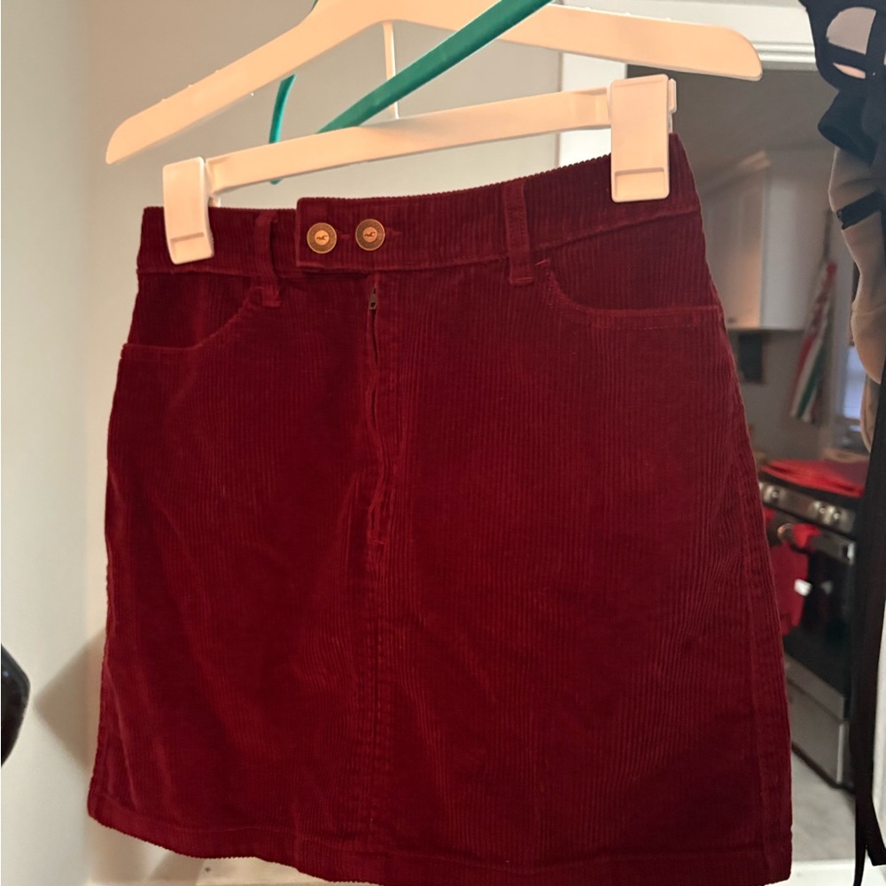 Hollister Corduroy Mini Skirt in Deep Red
